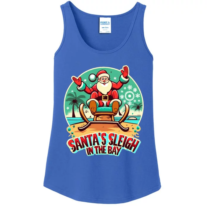 Funny Christmas Santa´S Sleigh In The Bay Beach Christmas Meaningful Gift Ladies Essential Tank