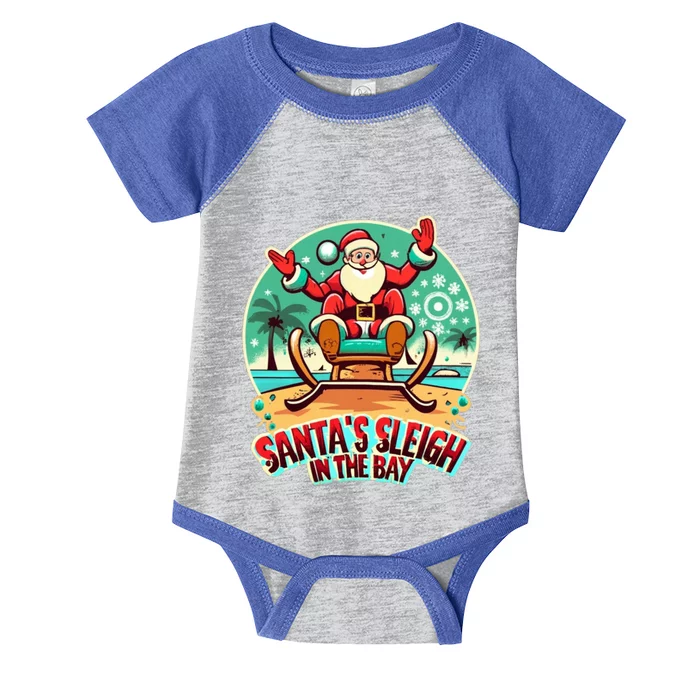 Funny Christmas Santa´S Sleigh In The Bay Beach Christmas Meaningful Gift Infant Baby Jersey Bodysuit