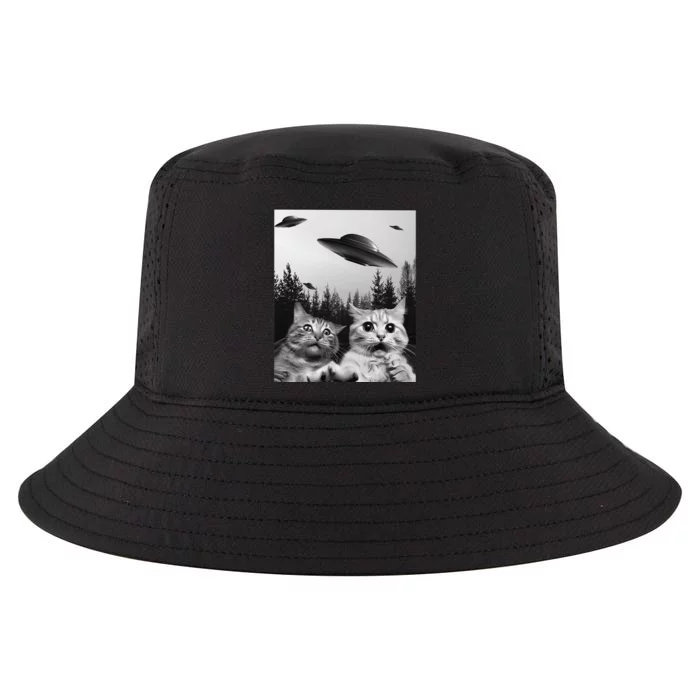 Funny Cat Selfie with UFOs Cool Comfort Performance Bucket Hat