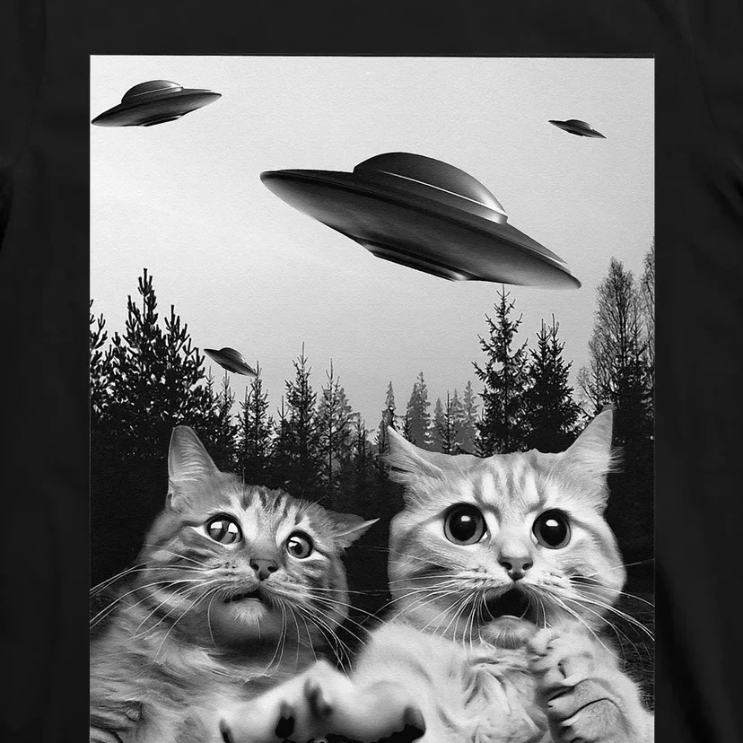 Funny Cat Selfie with UFOs T-Shirt