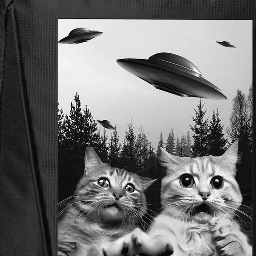 Funny Cat Selfie with UFOs City Backpack