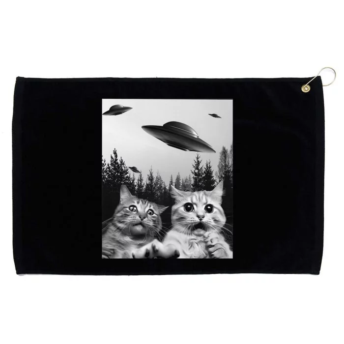 Funny Cat Selfie with UFOs Grommeted Golf Towel