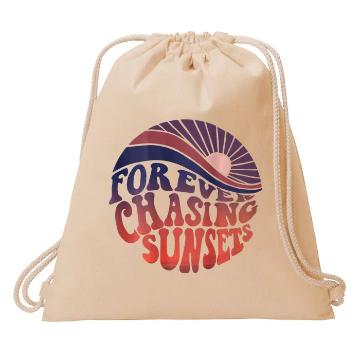 Forever Chasing Sunsets Word On Back Workout Summer Casual Drawstring Bag