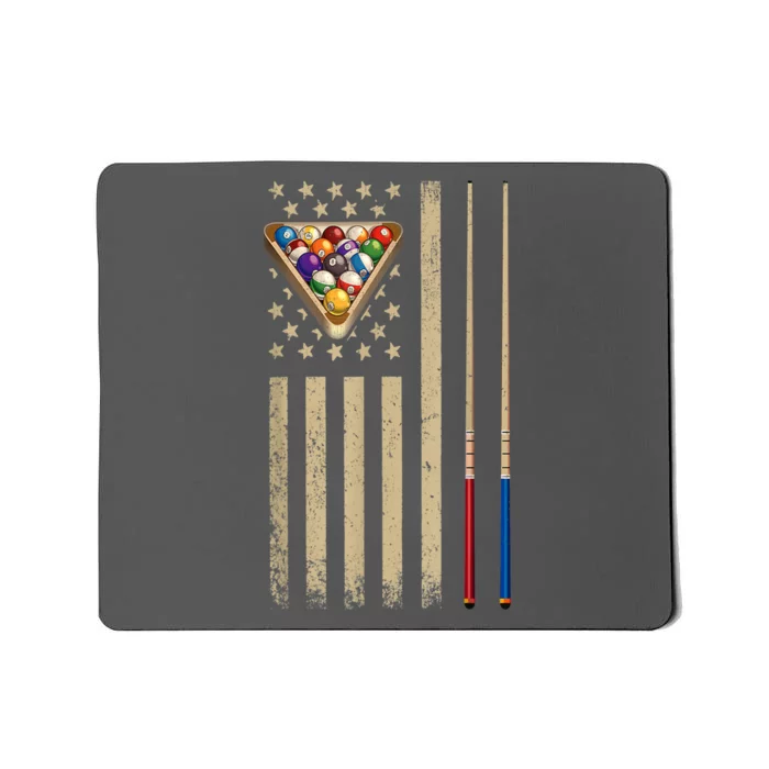 Funny Cue Stick Vintage Billiard American Flag Pool Player Gift Mousepad