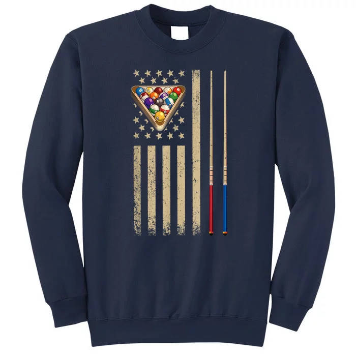 Funny Cue Stick Vintage Billiard American Flag Pool Player Gift Sweatshirt