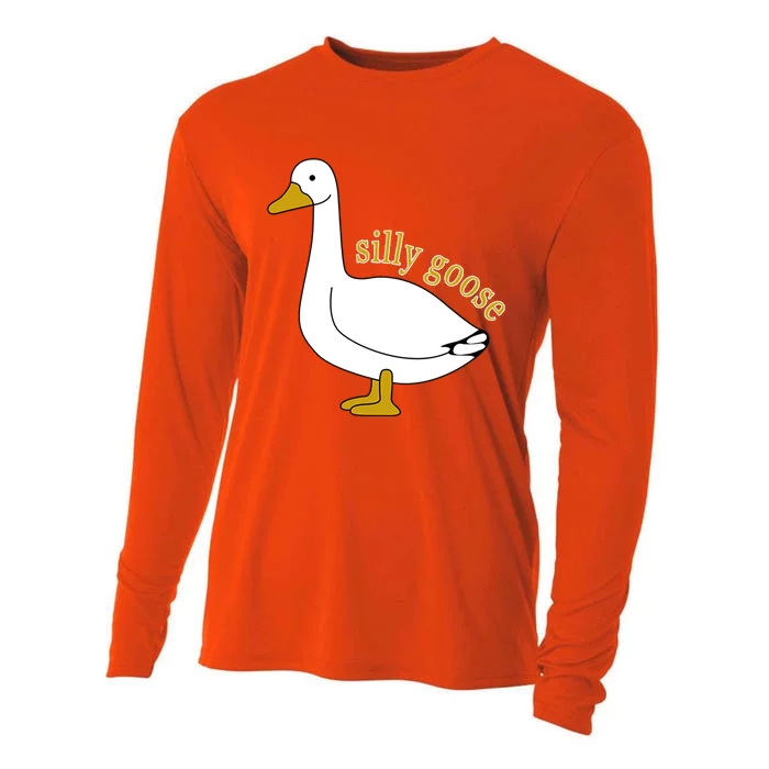 Funny Cute Silly Goose Trendy Clothing Cooling Performance Long Sleeve Crew