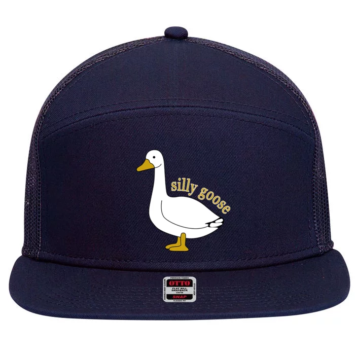 Funny Cute Silly Goose Trendy Clothing 7 Panel Mesh Trucker Snapback Hat