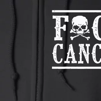 Fuck Cancer Skull and Crossbones Skeleton Breast Cancer Full Zip Hoodie