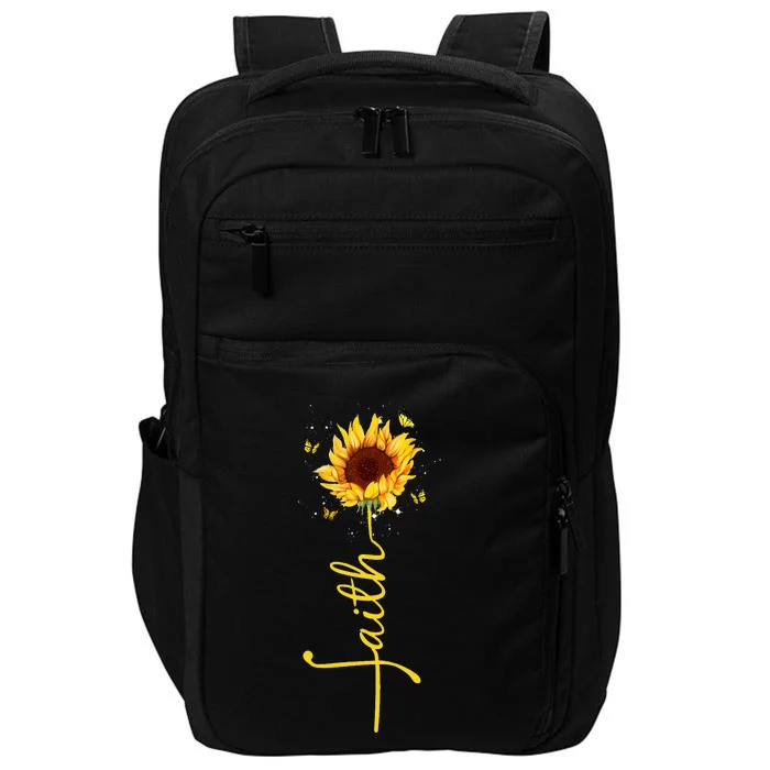 Faith Cross Sunflower Butterflies Flowers Christians Flora Impact Tech Backpack