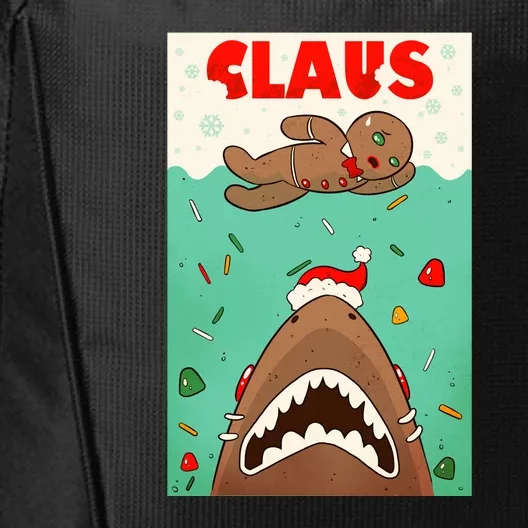 Funny Christmas Santa Claus Shark Attack Gingerbread Man City Backpack