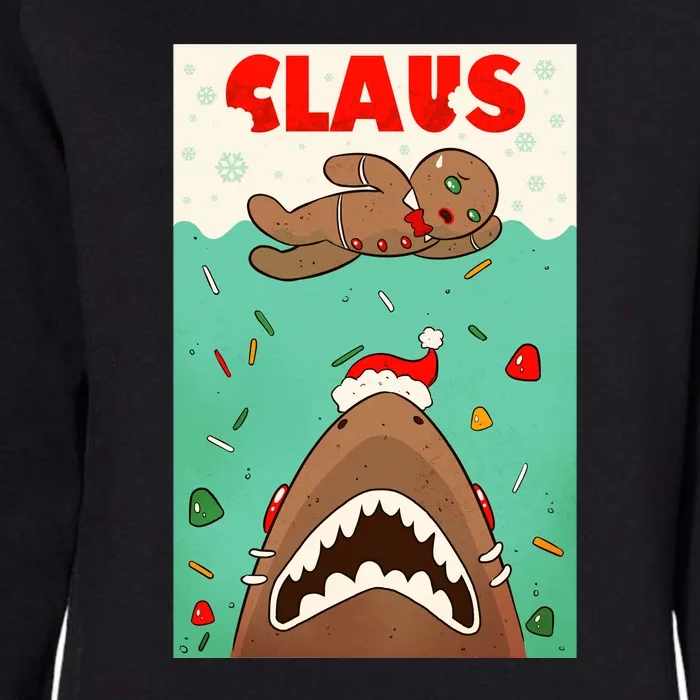 Funny Christmas Santa Claus Shark Attack Gingerbread Man Womens California Wash Sweatshirt