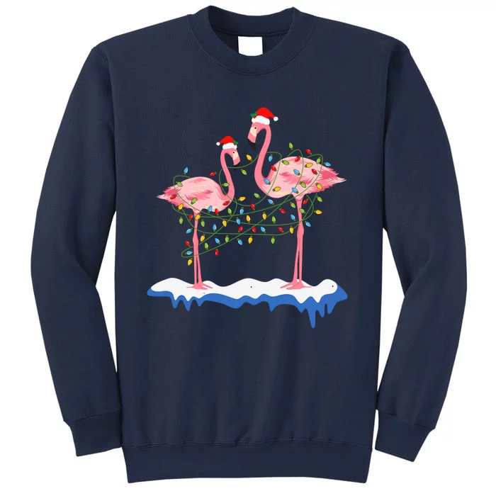 Flamingo Christmas Santa Hat Christmas Lights Flamingo Lover Sweatshirt