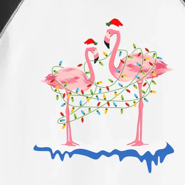 Flamingo Christmas Santa Hat Christmas Lights Flamingo Lover Toddler Fine Jersey T-Shirt