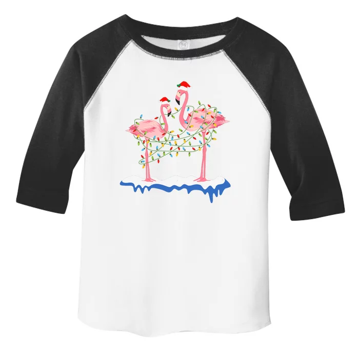 Flamingo Christmas Santa Hat Christmas Lights Flamingo Lover Toddler Fine Jersey T-Shirt