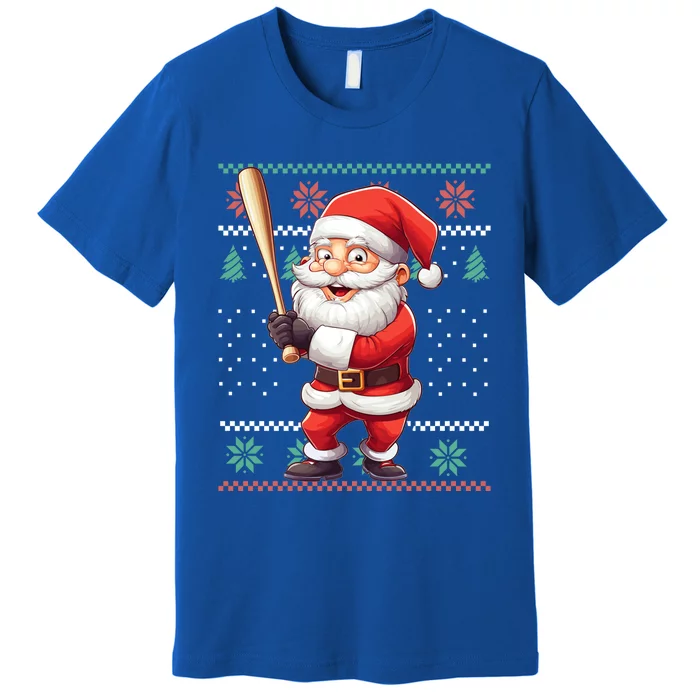 Funny Christmas Santa Claus With Baseball Bat Cute Gift Premium T-Shirt