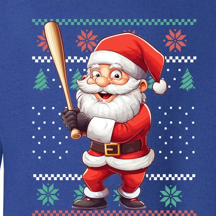 Funny Christmas Santa Claus With Baseball Bat Cute Gift Toddler Sweatshirt