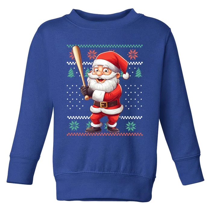 Funny Christmas Santa Claus With Baseball Bat Cute Gift Toddler Sweatshirt