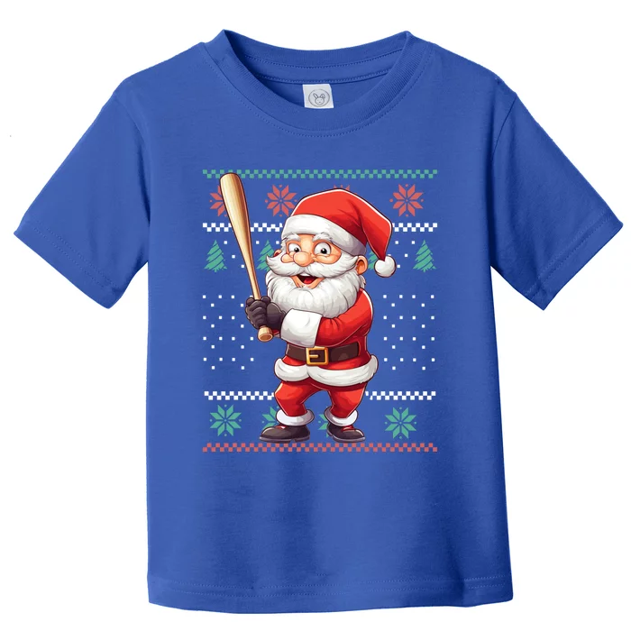 Funny Christmas Santa Claus With Baseball Bat Cute Gift Toddler T-Shirt