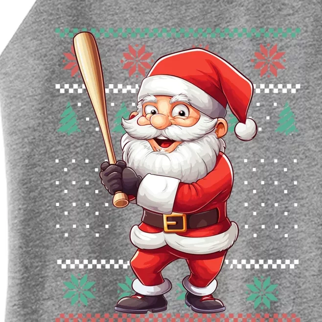 Funny Christmas Santa Claus With Baseball Bat Cute Gift Women’s Perfect Tri Rocker Tank