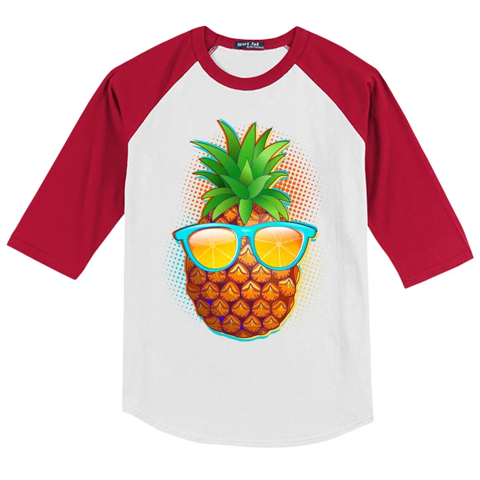 Funny Cool Summertime Pineapple Kids Colorblock Raglan Jersey