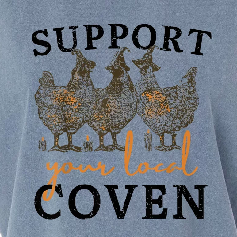 Funny Chicken Support Your Local Coven Witch Girl Farm Lover Garment-Dyed Women's Muscle Tee