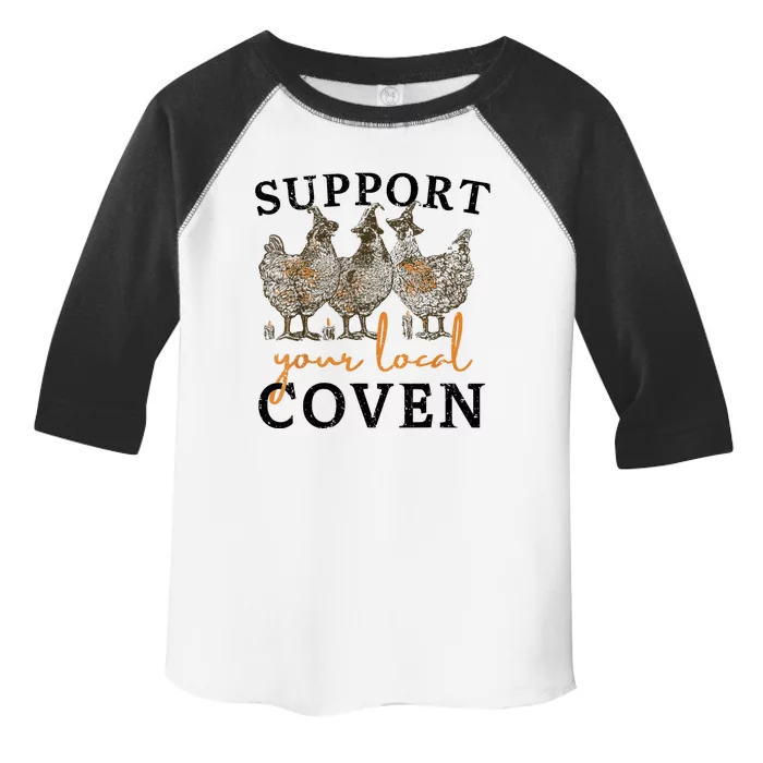 Funny Chicken Support Your Local Coven Witch Girl Farm Lover Toddler Fine Jersey T-Shirt