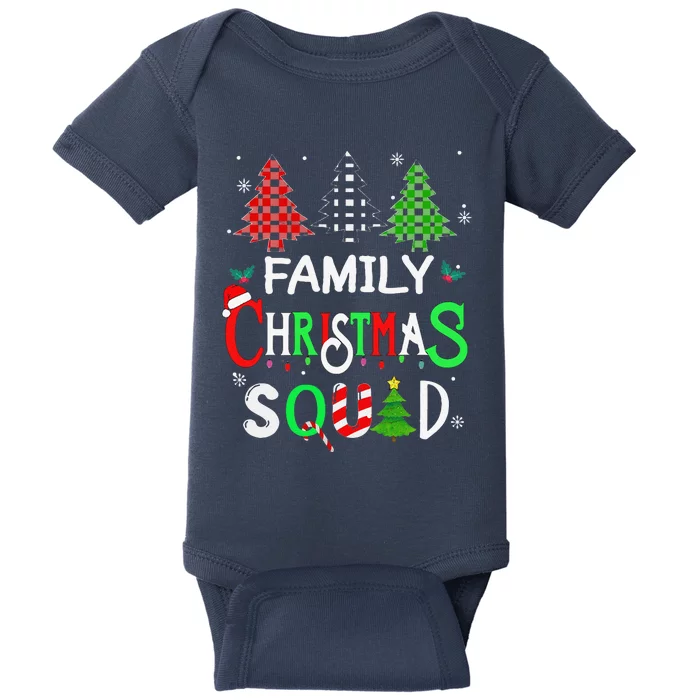 Family Christmas Squad Tree Funny Plaid Matching Pajama Baby Bodysuit