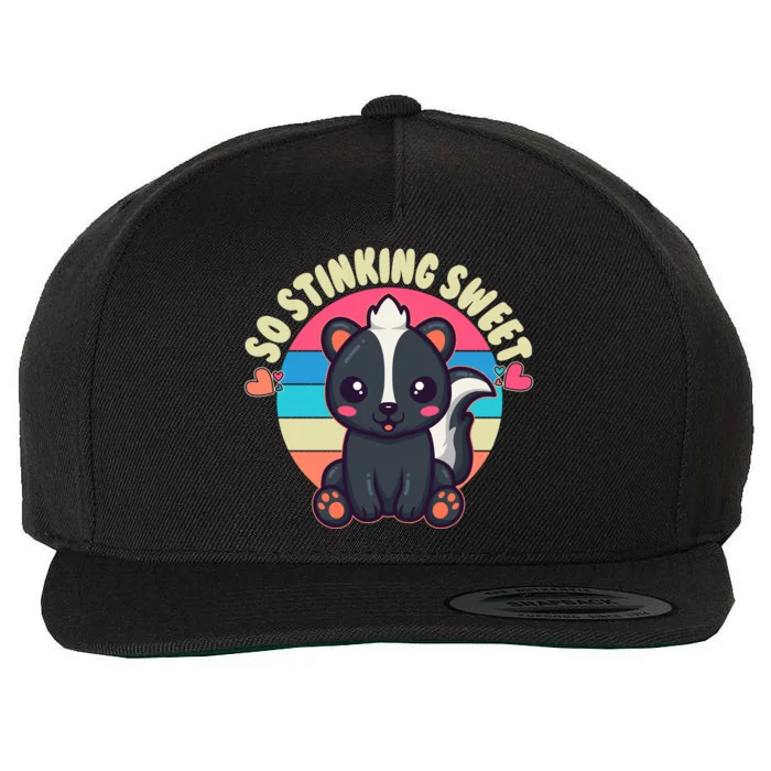 Funny Cute Skunk So Stinking Sweet Wool Snapback Cap