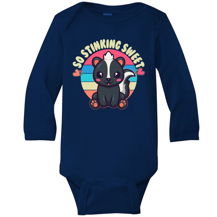 Funny Cute Skunk So Stinking Sweet Baby Long Sleeve Bodysuit