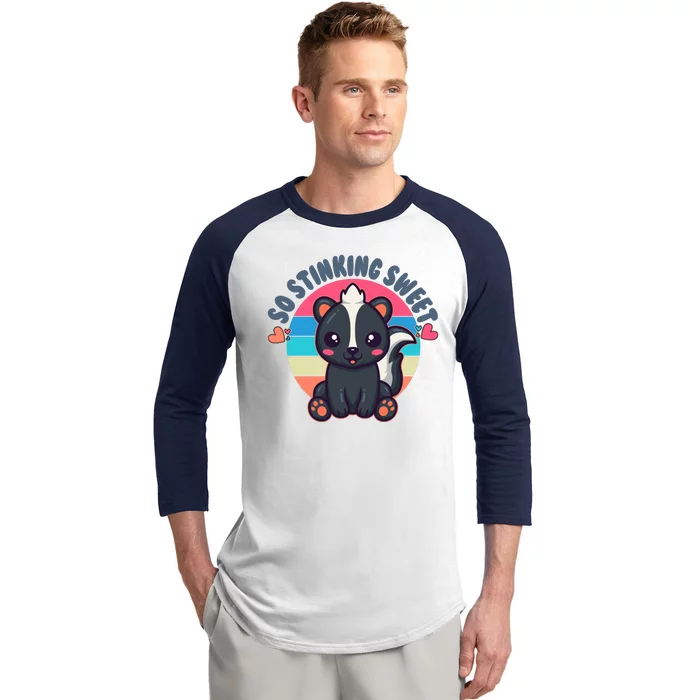 Funny Cute Skunk So Stinking Sweet Baseball Sleeve Shirt