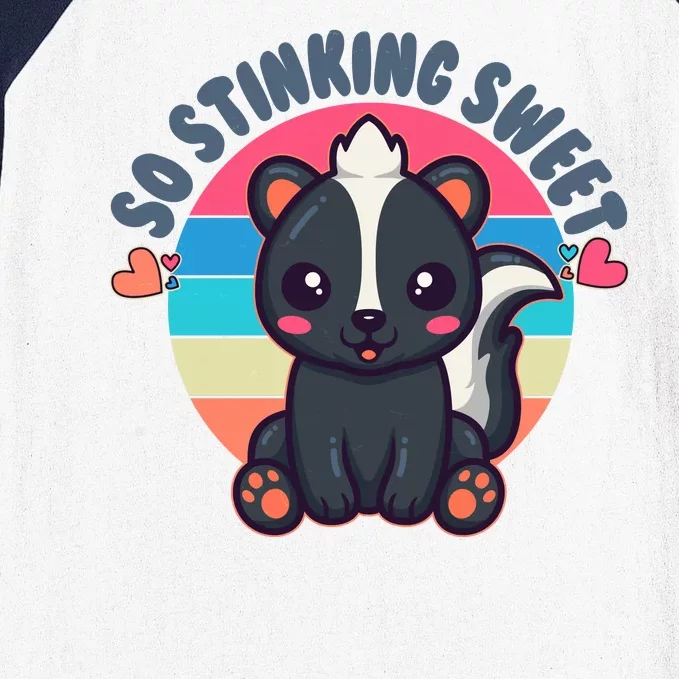 Funny Cute Skunk So Stinking Sweet Baseball Sleeve Shirt