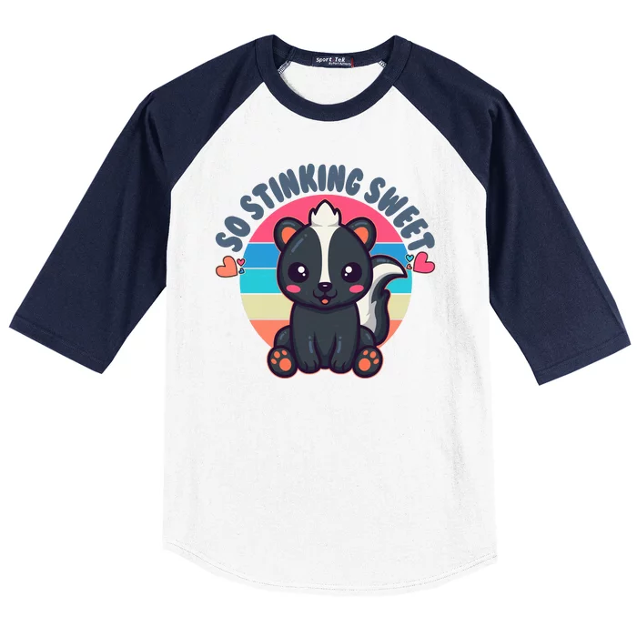 Funny Cute Skunk So Stinking Sweet Baseball Sleeve Shirt