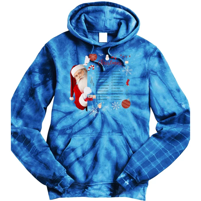 Funny Cute Santa Christmas Check Bucket List Gift For Mom Gift Tie Dye Hoodie