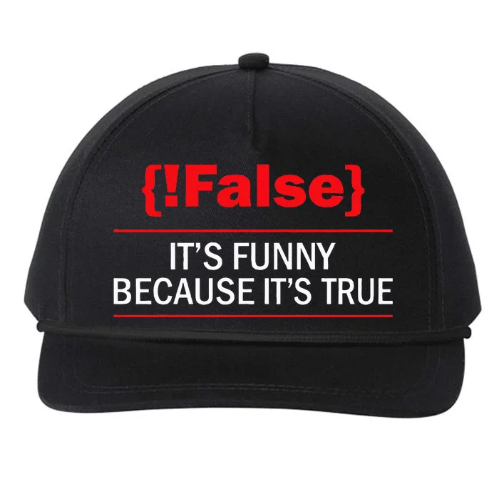 !False Computer Science Programmer Coding Software Coder Snapback Five-Panel Rope Hat