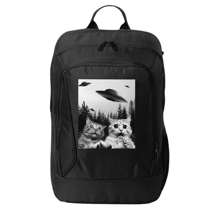 Funny Cat Selfie with UFOs City Backpack