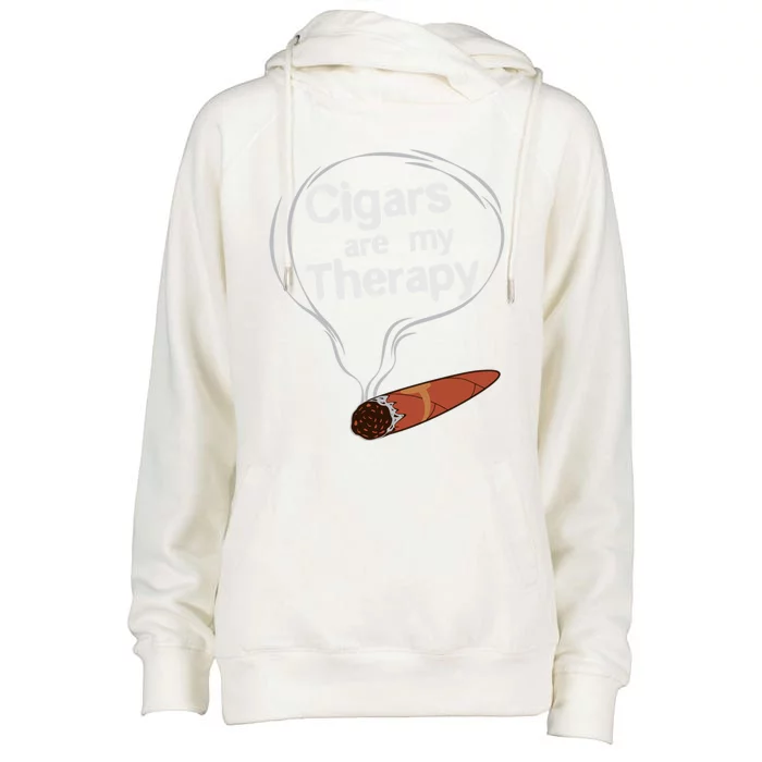 Funny Cigar Smoker Print Cigars Are My Therapy Gift Product Gift Womens Funnel Neck Pullover Hood