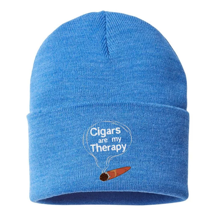 Funny Cigar Smoker Print Cigars Are My Therapy Gift Product Gift Sustainable Knit Beanie