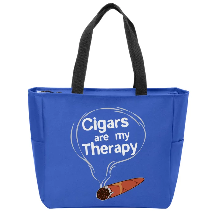 Funny Cigar Smoker Print Cigars Are My Therapy Gift Product Gift Zip Tote Bag