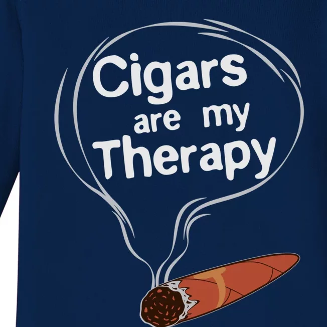 Funny Cigar Smoker Print Cigars Are My Therapy Gift Product Gift Baby Long Sleeve Bodysuit