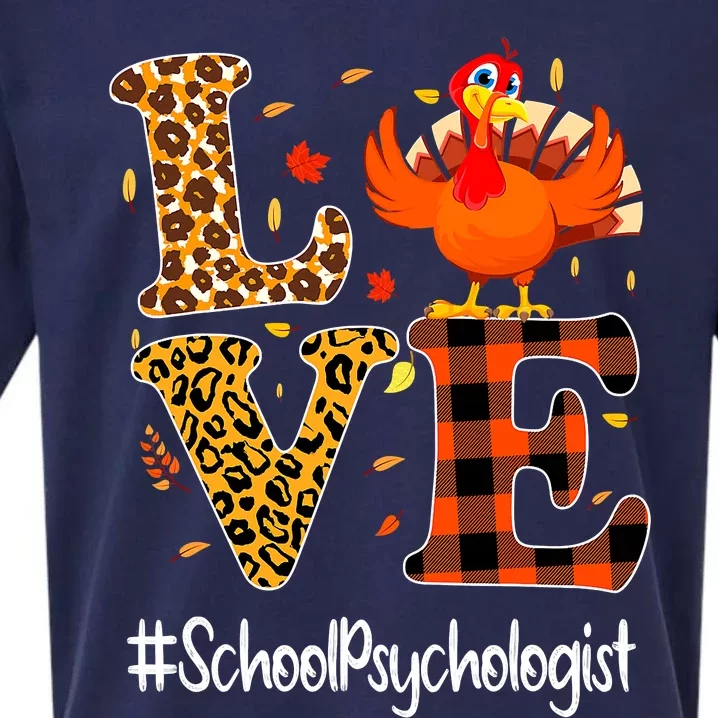 Funny Cute School Psychologist Love Thanksgiving Leopard Turkey Autumn Sueded Cloud Jersey T-Shirt