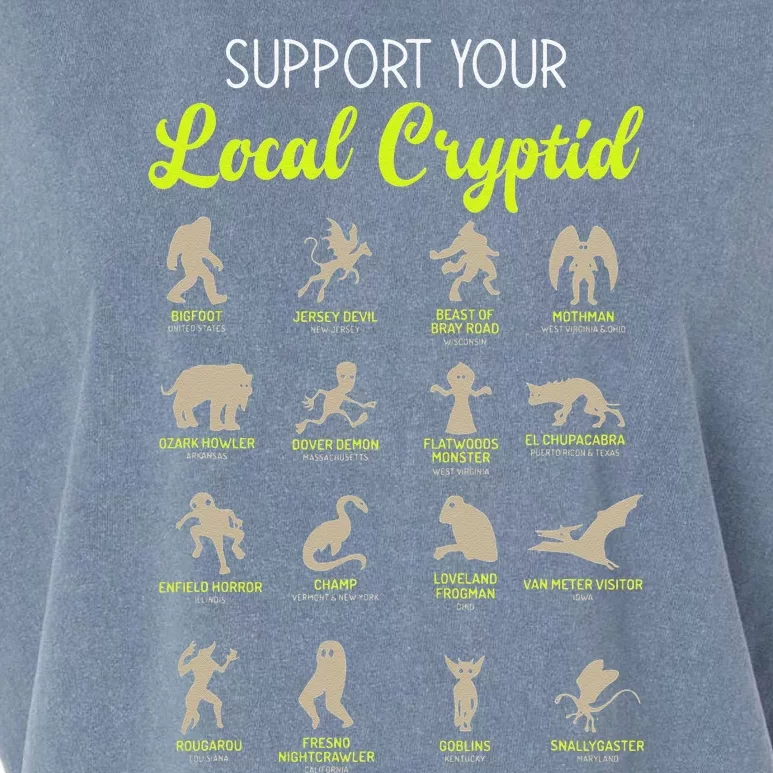 Funny Cryptozoology Support Your Local Cryptid Research Team Garment-Dyed Women's Muscle Tee