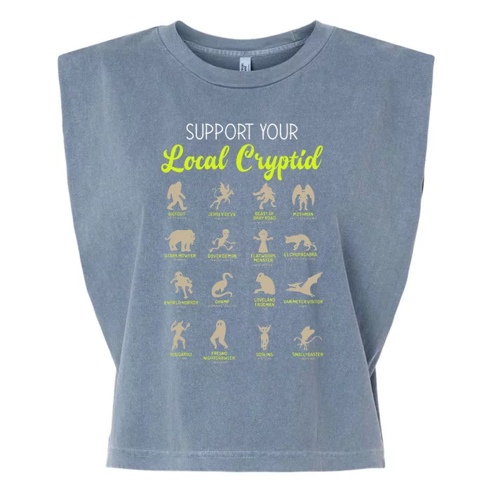 Funny Cryptozoology Support Your Local Cryptid Research Team Garment-Dyed Women's Muscle Tee