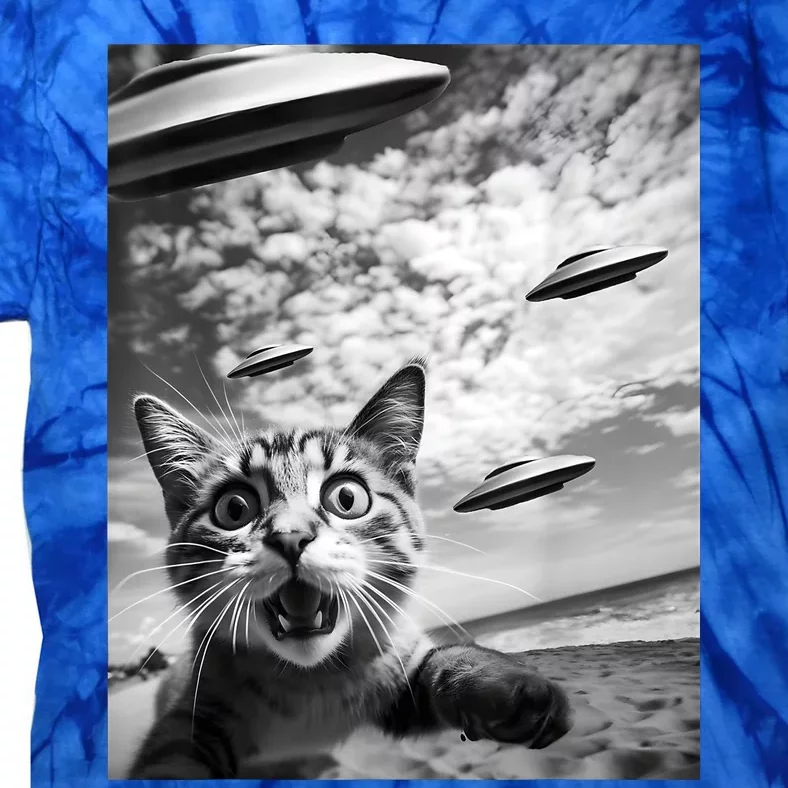 Funny Cat Selfie With Alien Ufos Tie-Dye T-Shirt