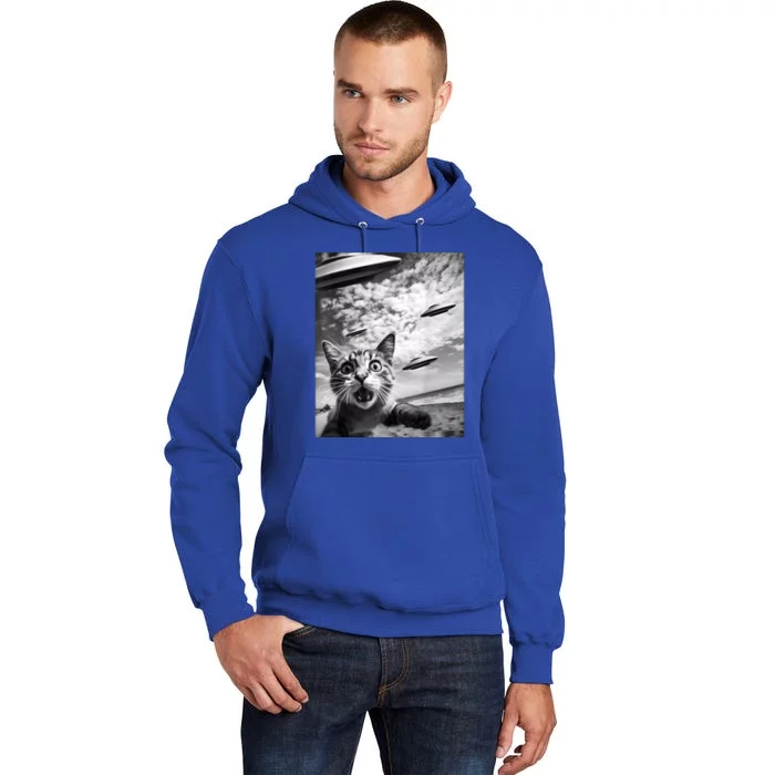 Funny Cat Selfie With Alien Ufos Tall Hoodie