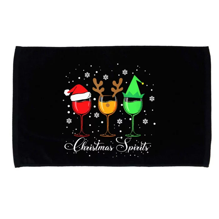 Funny Christmas Spirits Glasses Of Wine Xmas Holidays Party Microfiber Hand Towel