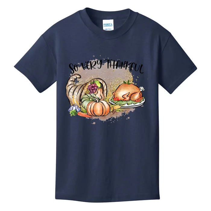 Funny Cute So Very Thankful Thanksgiving Turkey Gift Kids T-Shirt