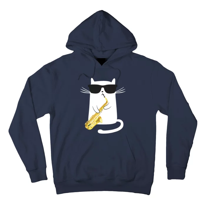 Funny Cat Shirts Saxophone Music Gift Hoodie