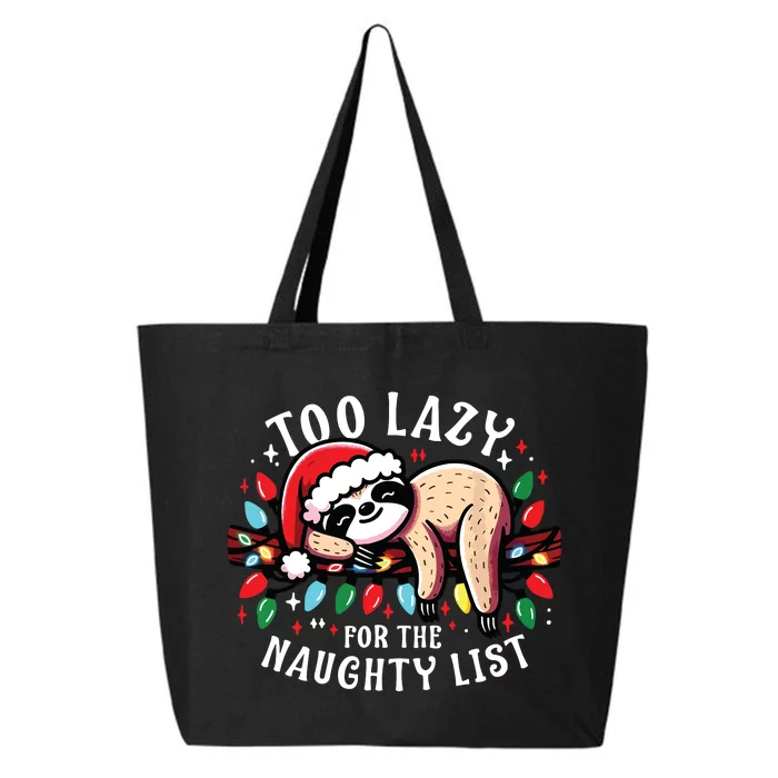 Funny Christmas Shirts For Women Naughty List Sloth 25L Jumbo Tote