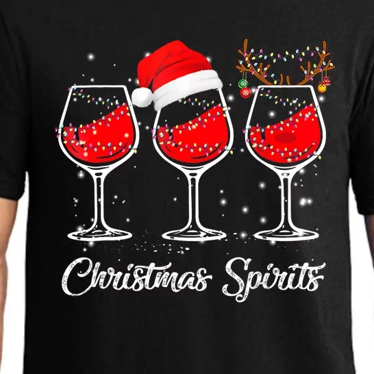 Funny Christmas Spirits Glasses Of Wine Xmas Holidays Party Pajama Set