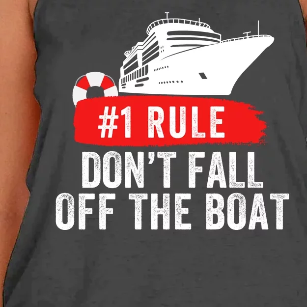 Funny Cruise Ship Rule #1 DonT Fall Off The Boat Funny Cruise Ship Meme Women's Knotted Racerback Tank